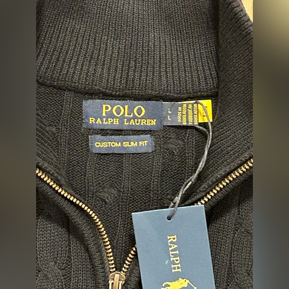 Men's Polo Ralph Lauren 1/4 Zip Cable Knit Sweater, New with Tags - Size Large - Picture 3 of 3